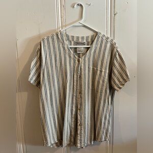 EXCHANGE Blue and White Striped Casual Shirt